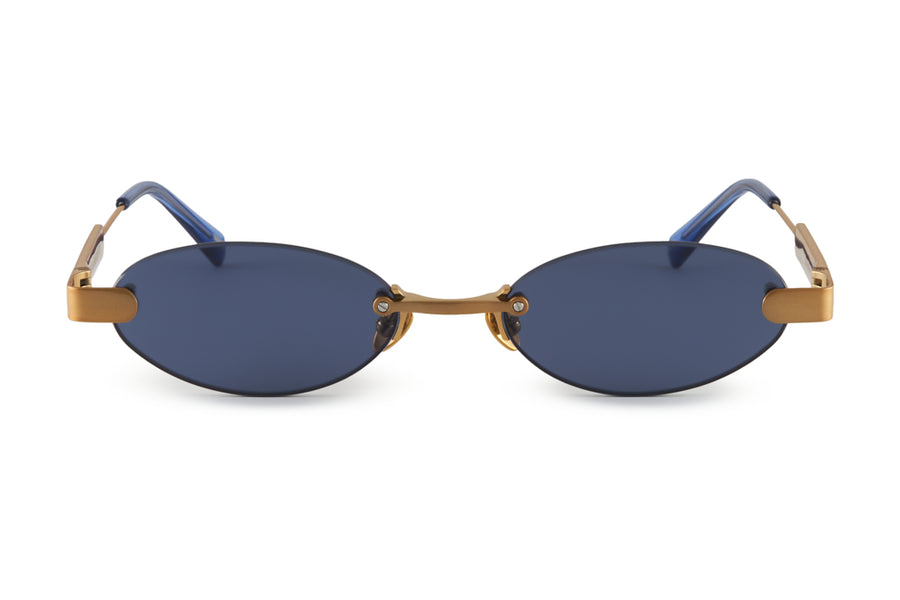 THE FU - BRUSHED GOLD / BLUE LENS