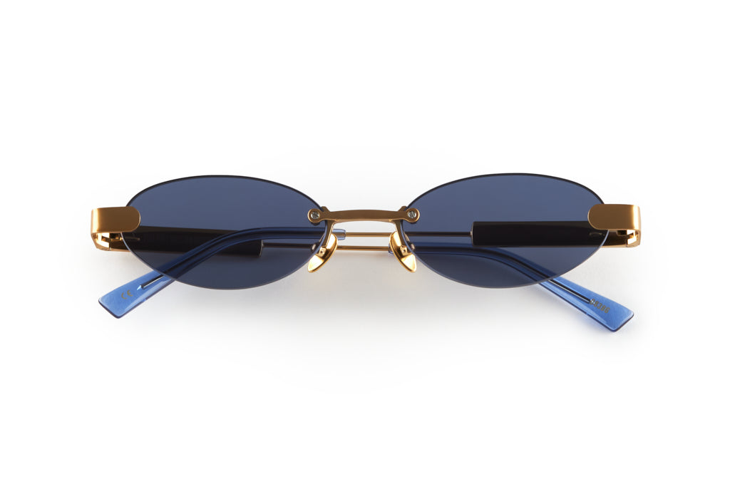 THE FU - BRUSHED GOLD / BLUE LENS