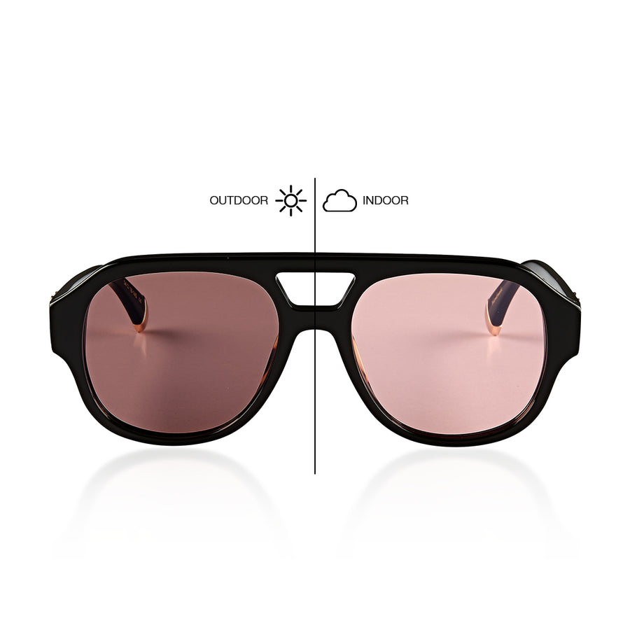 LE STYLE/ GLOSS BLACK - Pink Lens