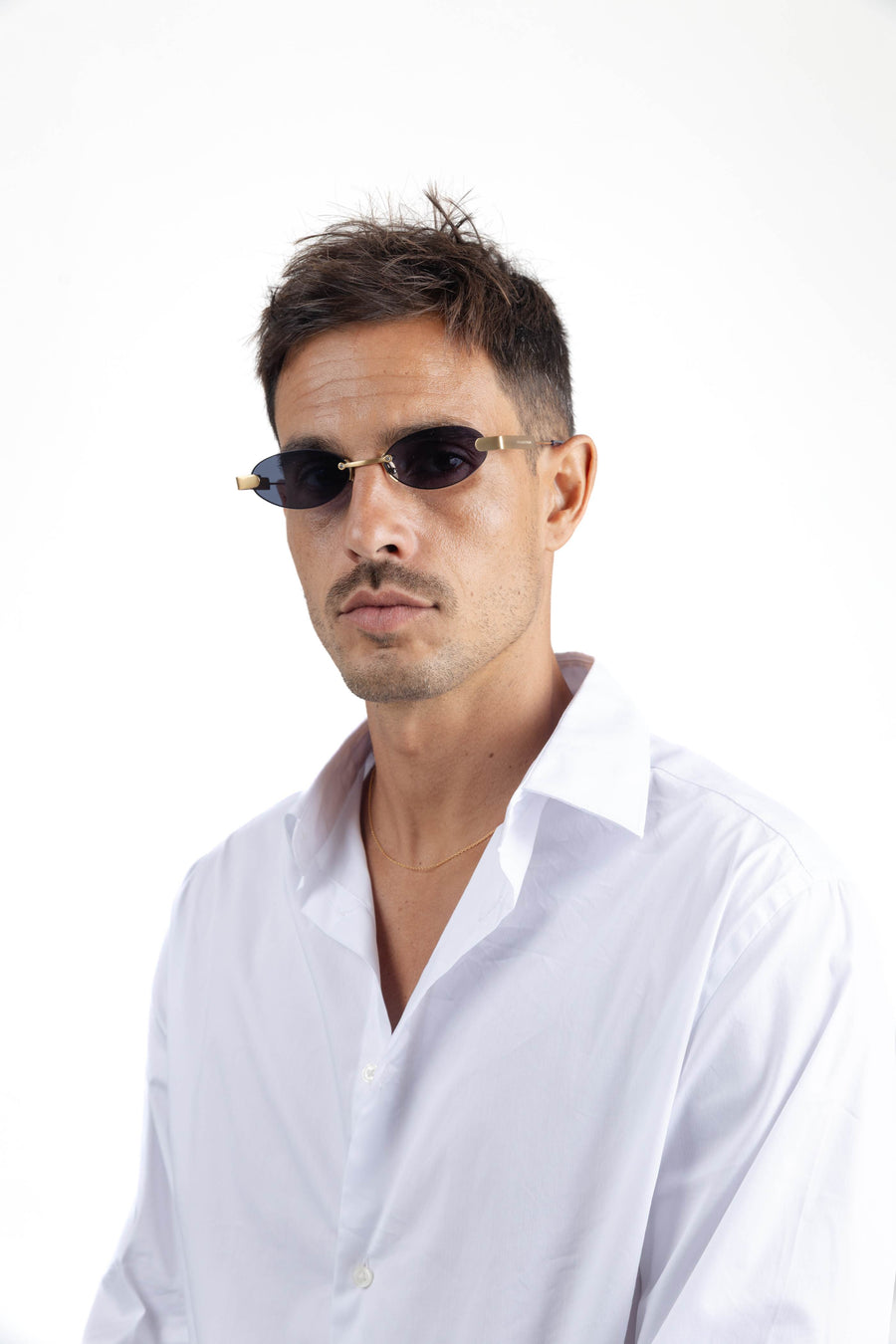 THE FU - BRUSHED GOLD / BLUE LENS
