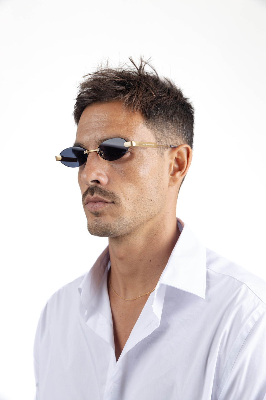 THE FU - BRUSHED GOLD / BLUE LENS